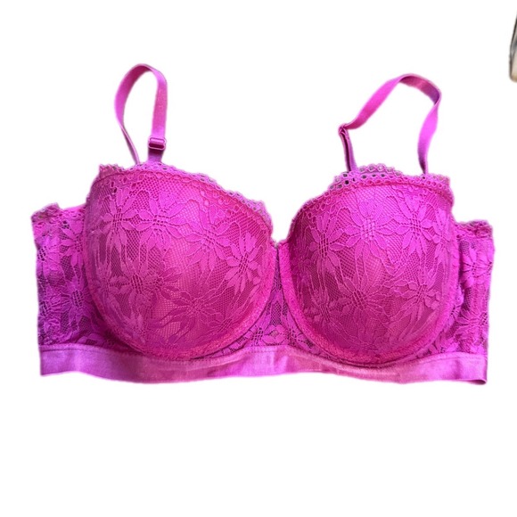 Candie's Other - Candie's Lace Underwire Bra Women 34D Magenta Pink Floral COL1213BRA Excellent